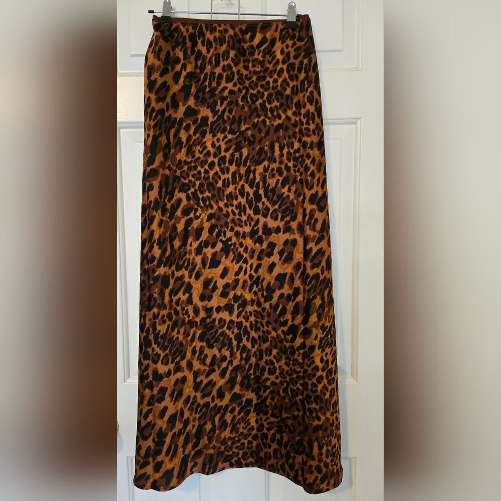 Women's Leopard Print Maxi Slip Skirt